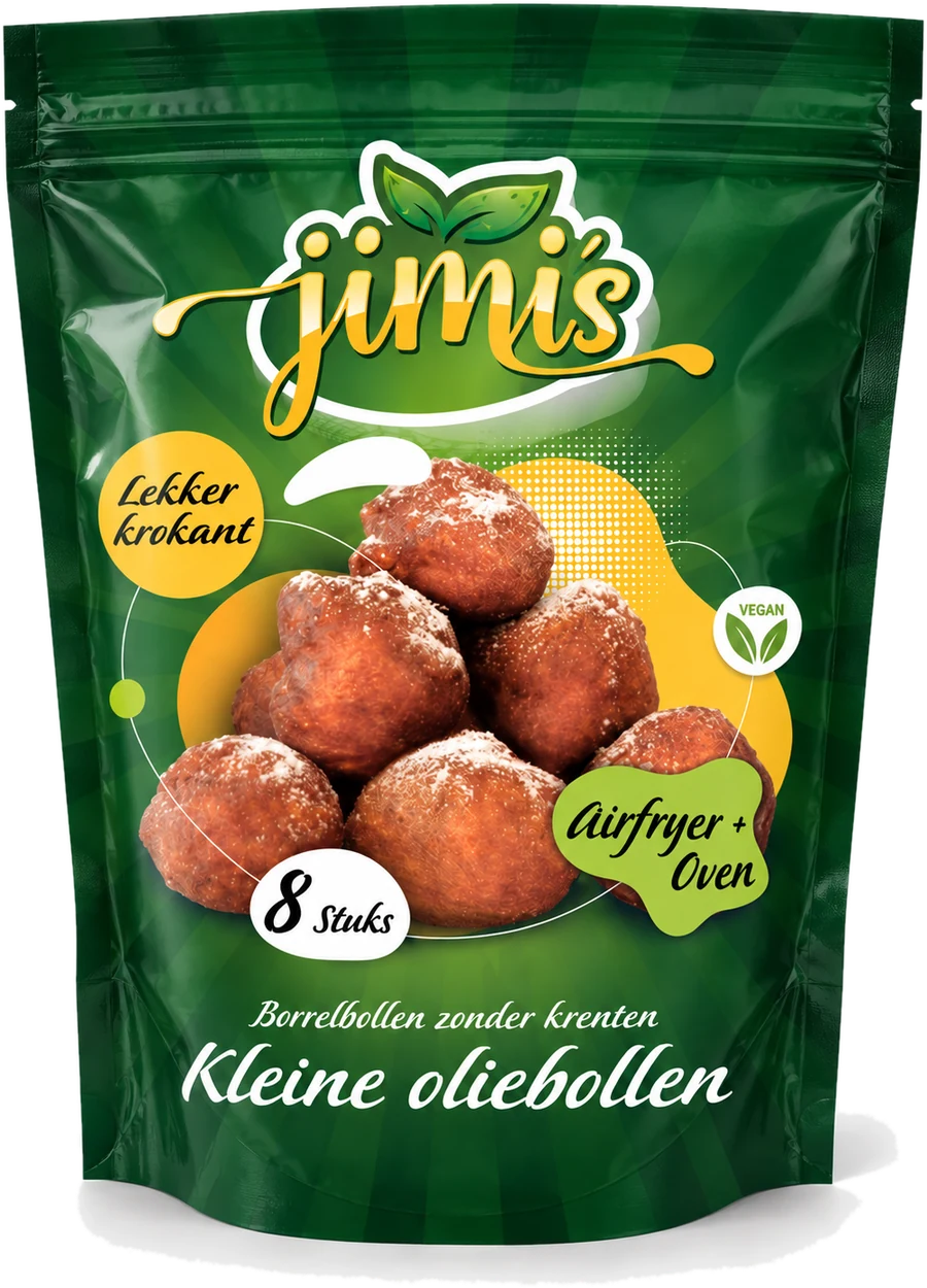Jimi's Borrelbollen kleine oliebollen zonder krenten, stazak met 8 stuks voor airfryer en oven